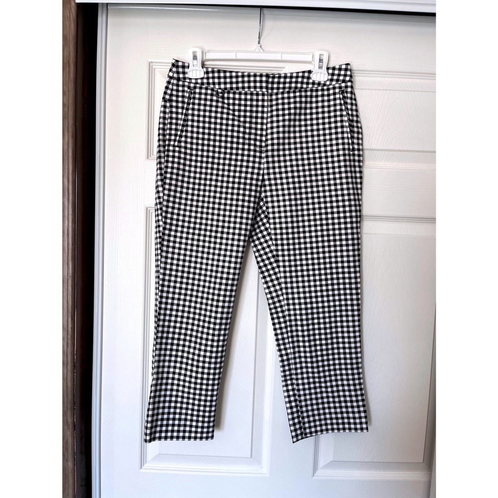 Adrianna Papell Black &‎ White Gingham Checkered Crop Pants Size 4 Career